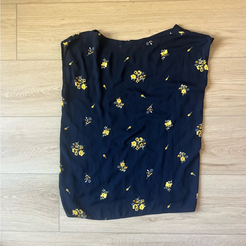 LOFT Navy Blue Floral Top